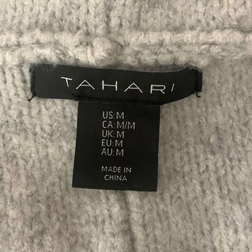 Tahari  Gray Wool Blend Open Front Hooded Sleeveless Cardigan Size Medium