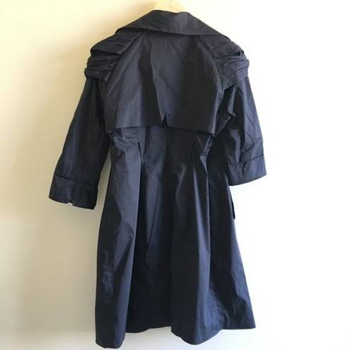 Bebe NEW  Pleated Sleeve DB Trench Coat Black Double Button Down Womens‎ Size M