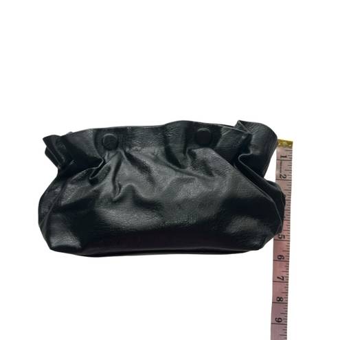 Anthropologie BY  Black Faux Leather Jory clutch Ruffle Compact Dressy Handbag