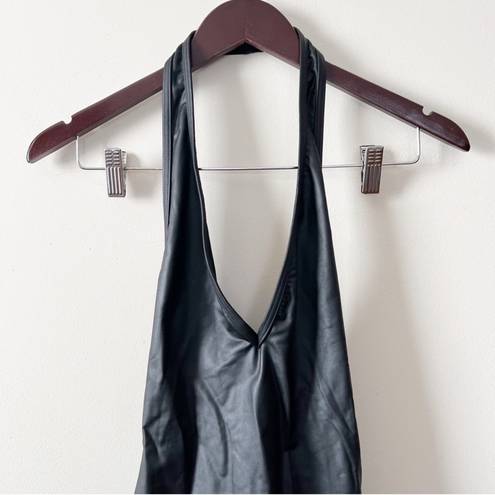 American Apparel  Deep V-neck Faux Leather Sleeveless Bodysuit Size XS