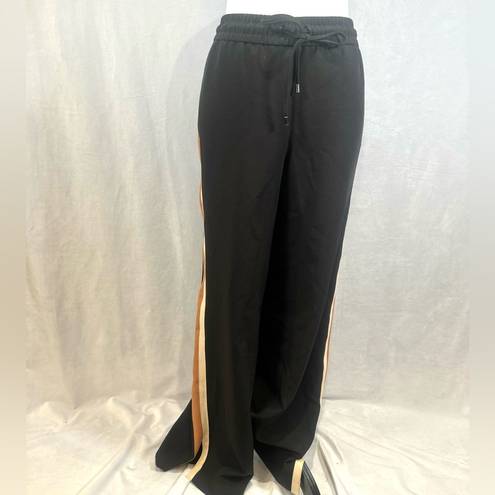 Nine West black and tan side stripe wide leg pants with pockets size large