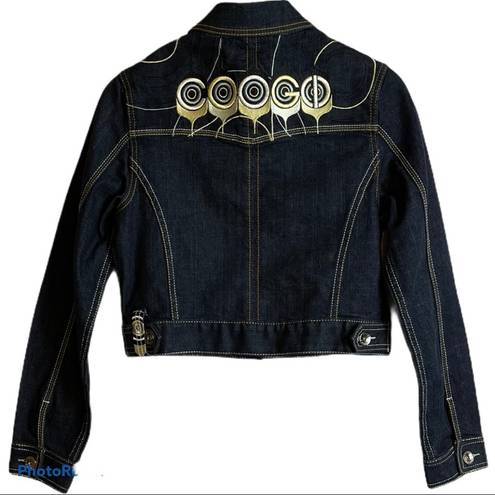 COOGI  Embroidered Crop Denim Jacket Size Medium