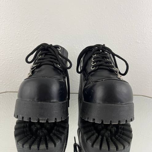 Soda Vintage Y2K Black Faux Leather Chunky Platform Lace Up Heeled Oxford Shoes