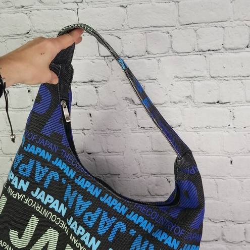 Robin Ruth "JAPAN"  Fabric Purse Tote Zip Closure Black Blue