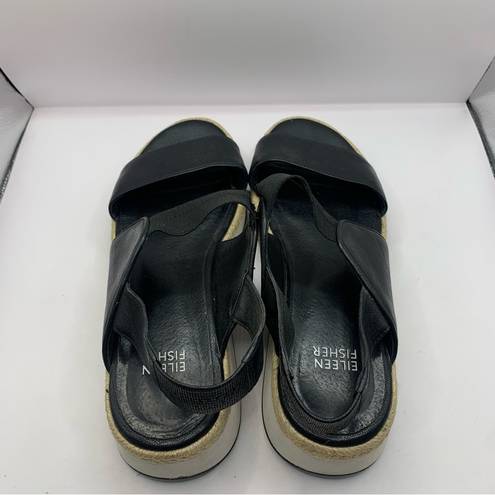 Eileen Fisher  Womens Black 1" Platform Dash Wedge Slip Slingback Sandal 7.5