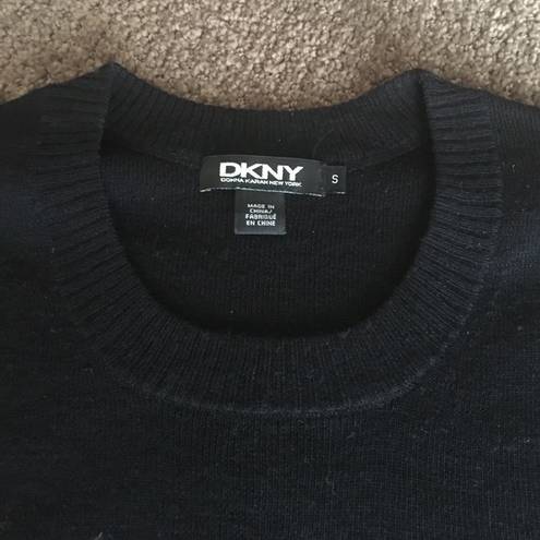 DKNY Black Crewneck  Wool & Acrylic Sweater