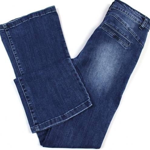 Krass&co NEW Melly& Womens M 27 Waist Wide Flare Leg Jeans Dark Wash Mid Rise Stretch