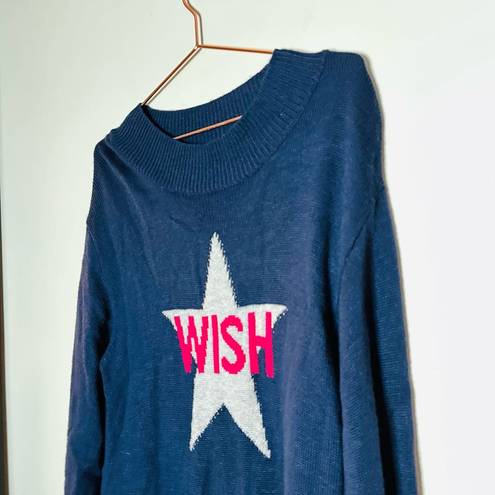 Wish VICTOR ALFARO  Navy Pink Knit Long Sleeves Oversized Sweater Size Small