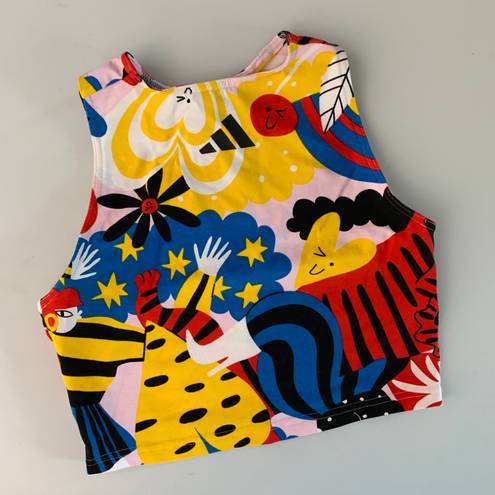 Adidas X Egle Zvirblyte Medium Graphic Crop Top Yellow Blue