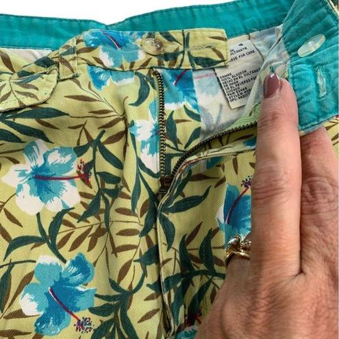 White Stag Vintage  1990s Tropical Print High Waisted Bermuda Shorts / Size 16