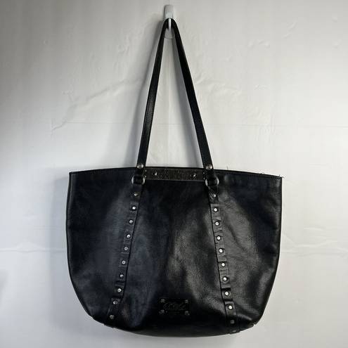 Patricia Nash  Benvenuto Black Leather Distressed Large Tote Bag Studded Purse