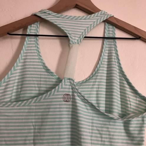 Balance Collection MARIKA  Light Blue Green Mesh Racerback Stripe Active Tank Top