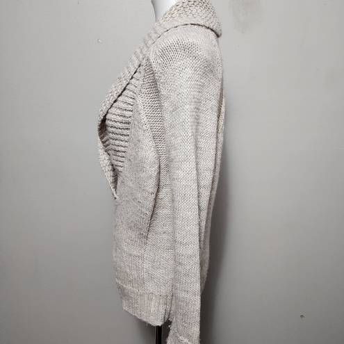 Loft  Beige Alpaca Wool Blend Shawl Collar Sweater Size Medium