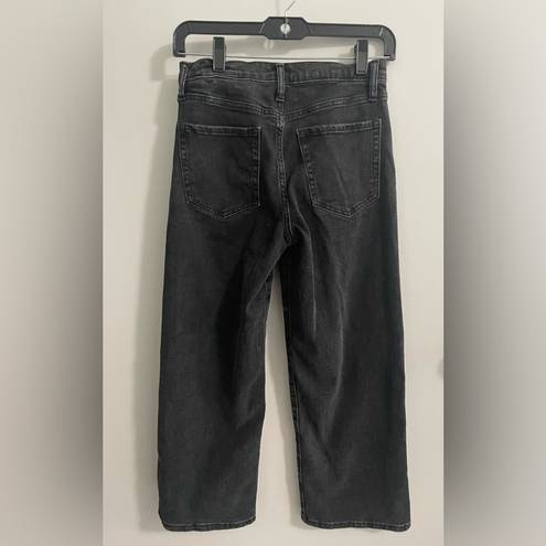 Banana Republic High Rise Wide Leg Crop Black Denim Jeans, Size 26