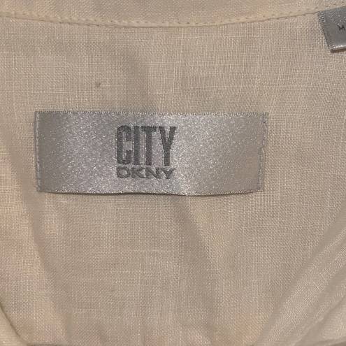 DKNY  City Women’s Dip Dye Ombre Linen Button Down Shirt Size L/XL