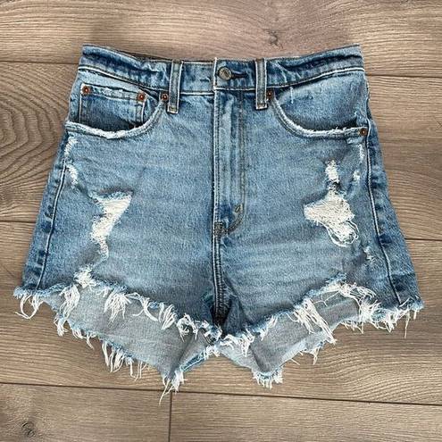 Abercrombie & Fitch  High Rise Distressed Mom Blue Jean Shorts Size 26