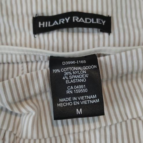 Hilary Radley Women's  Cropped Pants White Gray Stripe Size Med EUC #7954