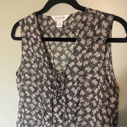 Allison Taylor Vintage  100% Silk Sheer Floral Lace Up Tank Top size M