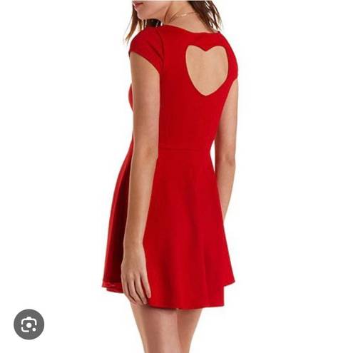 Charlotte Russe Red Heart Cutout Skater Dress