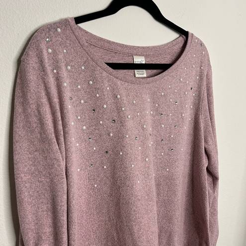 Terra & Sky Women's  Pink Long Sleeve Sweater- 2X