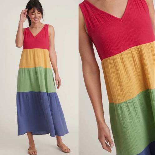 Marine layer 🆕 NWOT  Corinne Maxi Dress Rainbow Colorblock Sleeveless V Neck XS