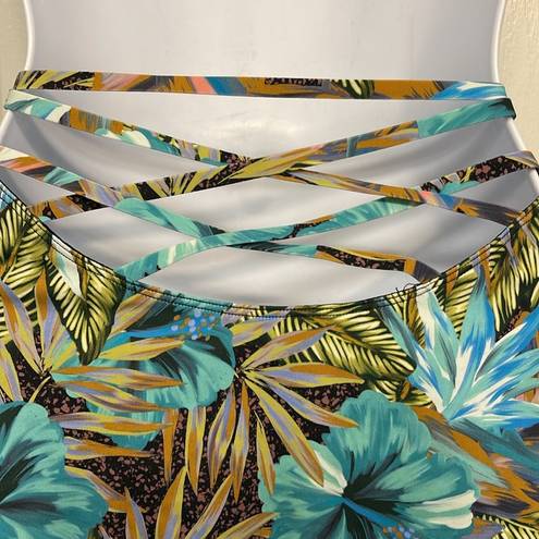 Urban Outfitters Under the Sun  High Waist Tropical Ruched VNeck Tankini Swimsuit