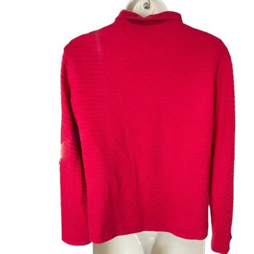 Coldwater Creek  Long Sleeve Lined Red Ribbed 4 Button Front Jacket Size PS #635