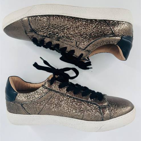 All Saints Sheer Leather Shimmer Trainers 01-11-94 Metallic Gold Sizer 10