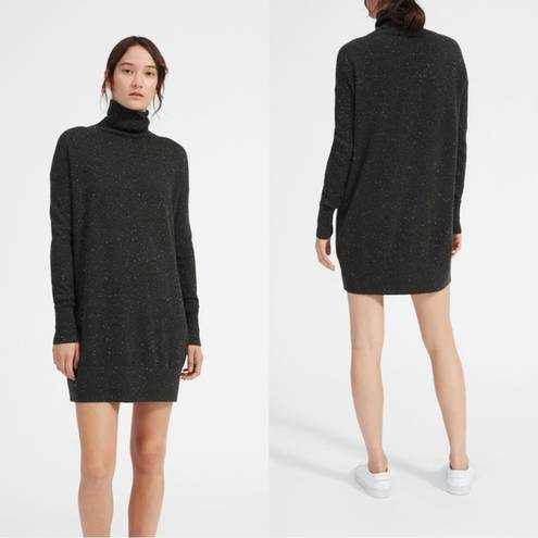 Everlane  The Cashmere Turtleneck Mini Sweater Dress Dark in Gray Donegal Size L