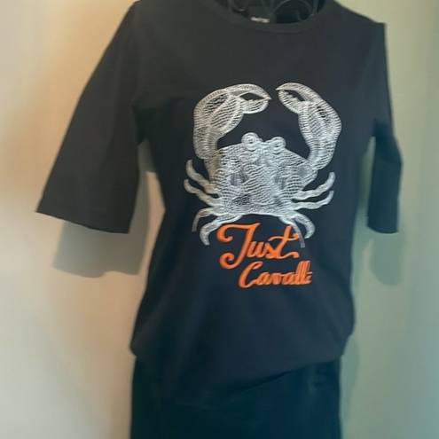 Just Cavalli Crab print T shirt black M