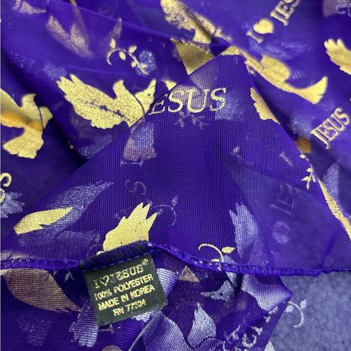 Dove I love Jesus Purple Gold  Scarf Sheer