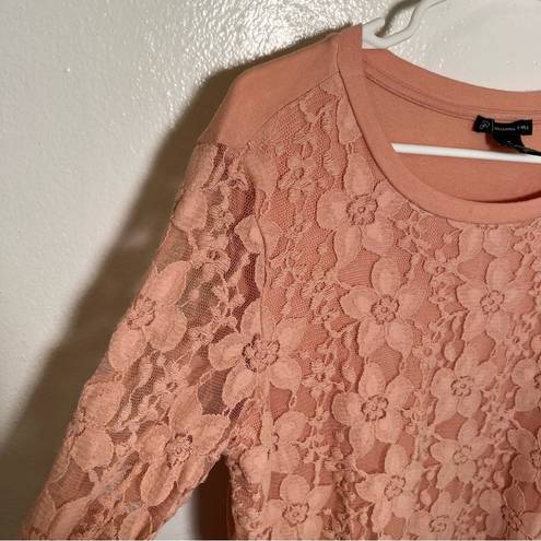 Adrianna Papell  Lace Front Sweatshirt Warm Blush