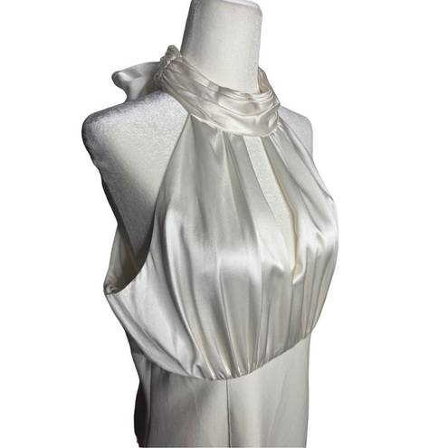 Cinq à Sept  Emerie Halter White Satin Bridal Midi Dress Size‎ 10 Women's