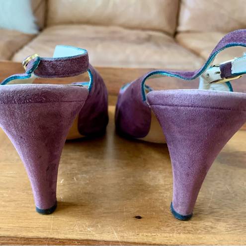 Salvatore Ferragamo Vintage  Purple Suede Sling Back Heels