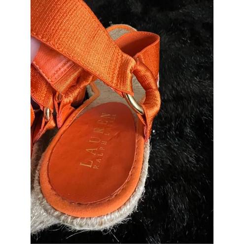 Ralph Lauren  Indigo Espadrille Wedges Orange size 7.5