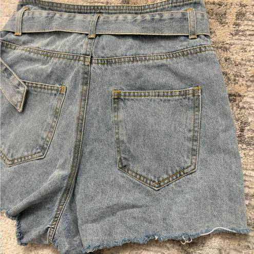 Kittenish Blue Jean Shorts with Belt Size S