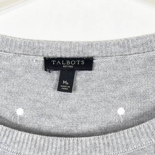 Talbots  Medium Petite Sweater Pullover Gray Polar Bear Snow Long Sleeve 1101