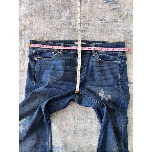 Uniqlo  Blue Distressed Slim Fit Tapered Leg Denim Jeans Size 27 x 33