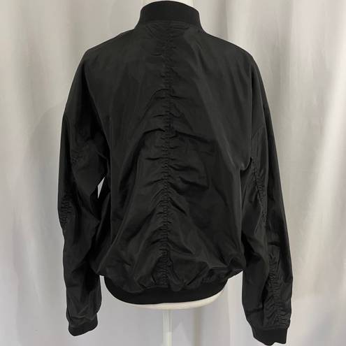 EXPRESS Ruched Back Full Zip Bomber Jacket Black