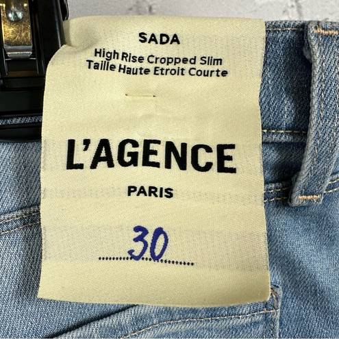 L'Agence L’agence Sada High Rise Cropped Slim Denim Jeans Raw Hem in Omaha Wash 30 NWT