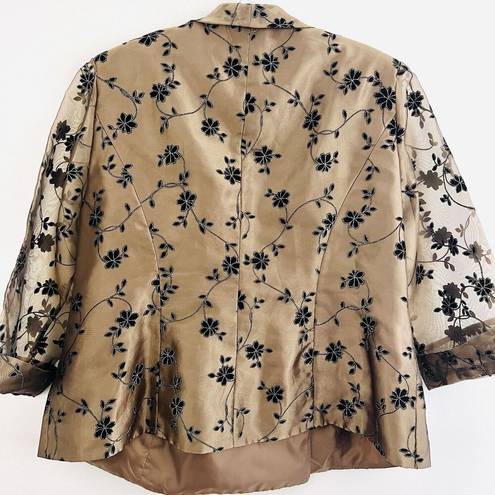 Dress Barn  Woman Collection Brown & Black Floral Embellished Jacket ~ Plus Sz 20W