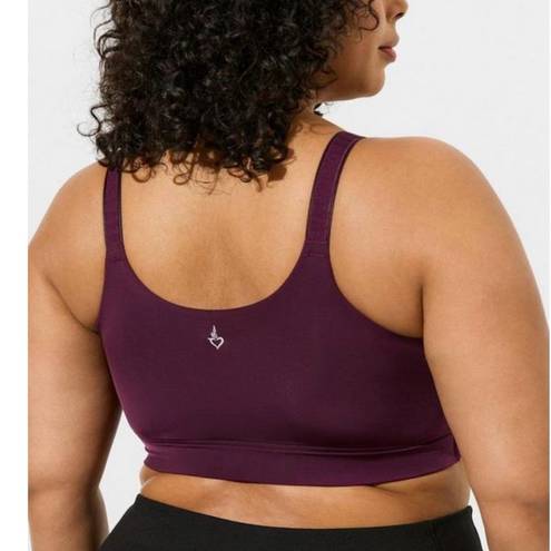 Torrid Active Purple Zip Front Padded Wireless Hi-Impact Sport Bra Size 46DD