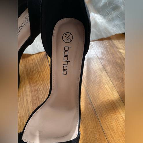 Boohoo Never Worn  Black Stiletto Barely There Two Part Heel