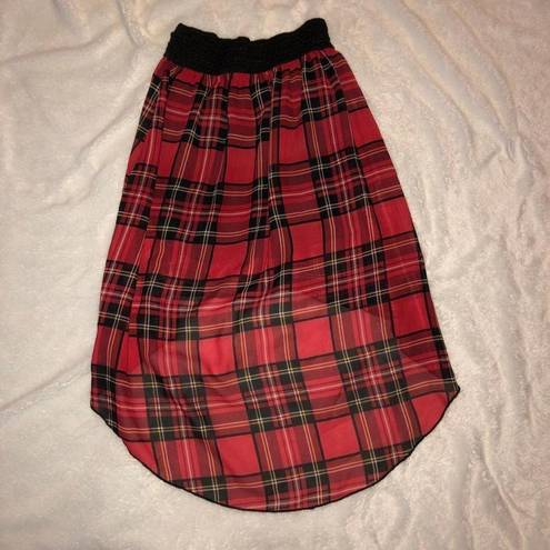 Boutique Plaid Hi-lo Skirt