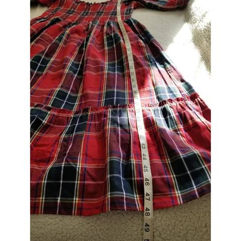 Hill House  Louisa Nap Red Tartan Paid Short Sleeve Midi Dress 100% Cotton 2XL