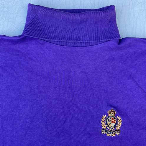 Ralph Lauren Vintage 90s  Crown Crest Purple Turtleneck Long Sleeve T-shirt