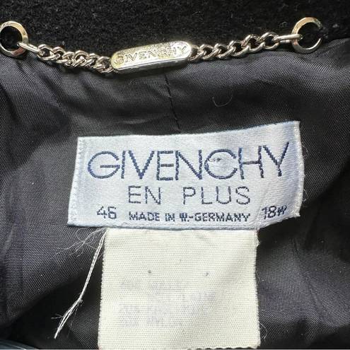 Givenchy Vintage Black  En Plus 3 Button Wool Coat Peacoat size 80s 90s