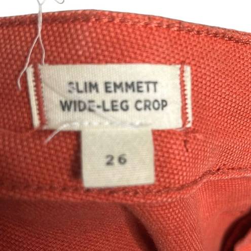 Madewell  Slim Emmett Wide Leg Crop Pants Orange High Rise Stretch Womens Size 26