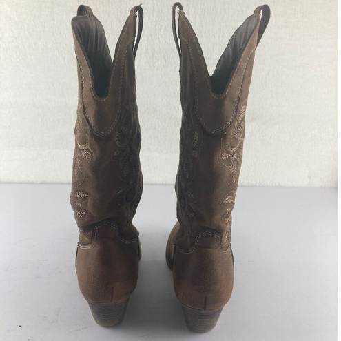 Rampage  Ram-Vida 429105 Womens Mid Shaft Brown Western Cowgirl Boots Sz 7M Rodeo