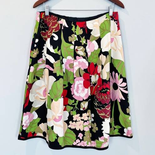 Talbots 100% silk retro floral pleated skirt size 12 EUC